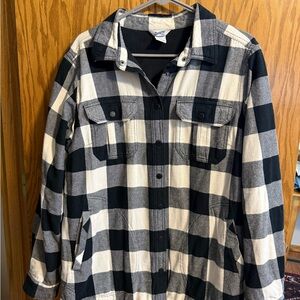 Duluth Trading Co Black & Cream Buffalo Check Fleece Lined Jacket